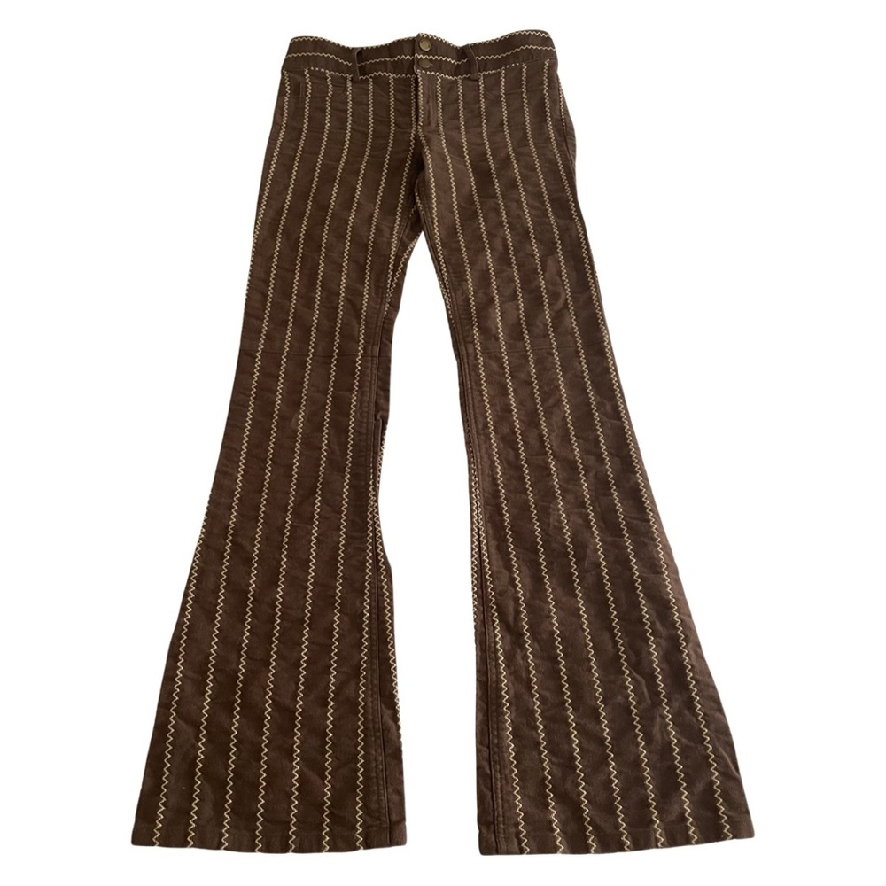 ❌ SOLD ❌ ALICE + Olivia Embroidered Flare Trousers Brown Size 6 - Picture 2 of 8